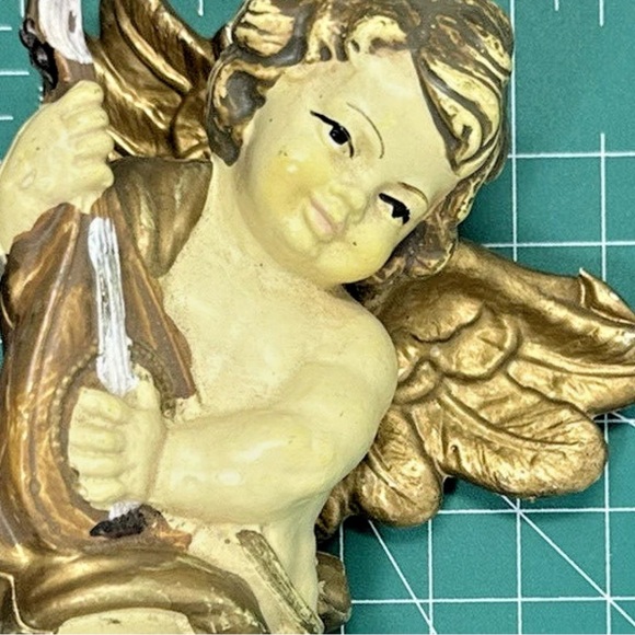 Set of 2 Vtg Cherub Angel Hanging Mandolin Figurines Decor 6.5" Christmas Manger - Picture 2 of 7